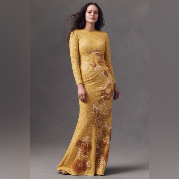 Helsi Dresses & Skirts - Helsi Shalom Sequin Floral Appliqué Column Maxi Dress Size XS NWOT